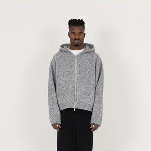 Bouclé Zip Hoodie - Soft Grey - Destructive