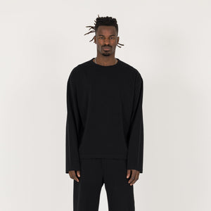 Cropped Long Sleeve T-Shirt - Black - Destructive