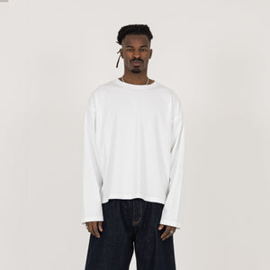 Cropped Long Sleeve T-Shirt - Bone White - Destructive