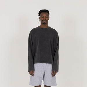 Cropped Long Sleeve T-Shirt - Vintage Black - Destructive