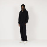 Cropped Zip Hoodie - Black - Destructive