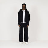 Cropped Zip Hoodie - Black - Destructive