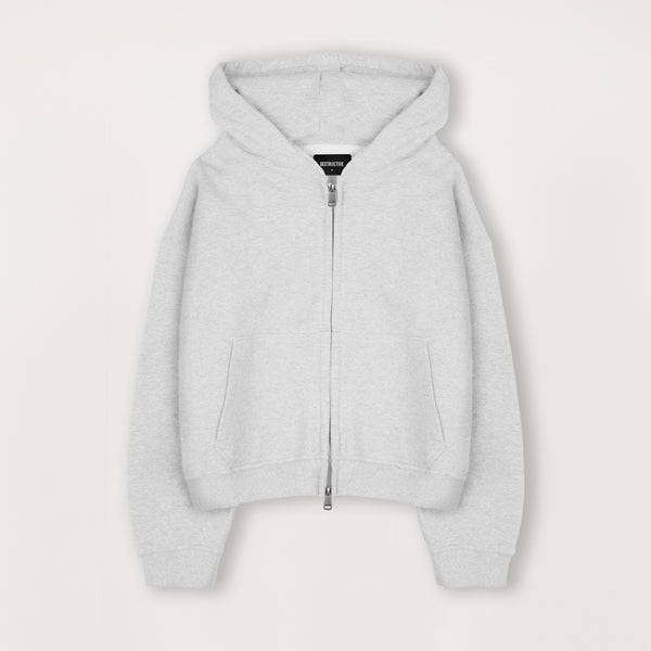 Cropped Zip Hoodie Light Marl Grey