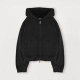 Cropped Zip Hoodie - Black - Destructive