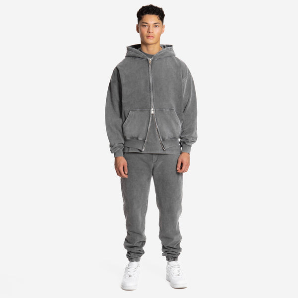 Melange Grey Reconstructed Zip Hoodie
