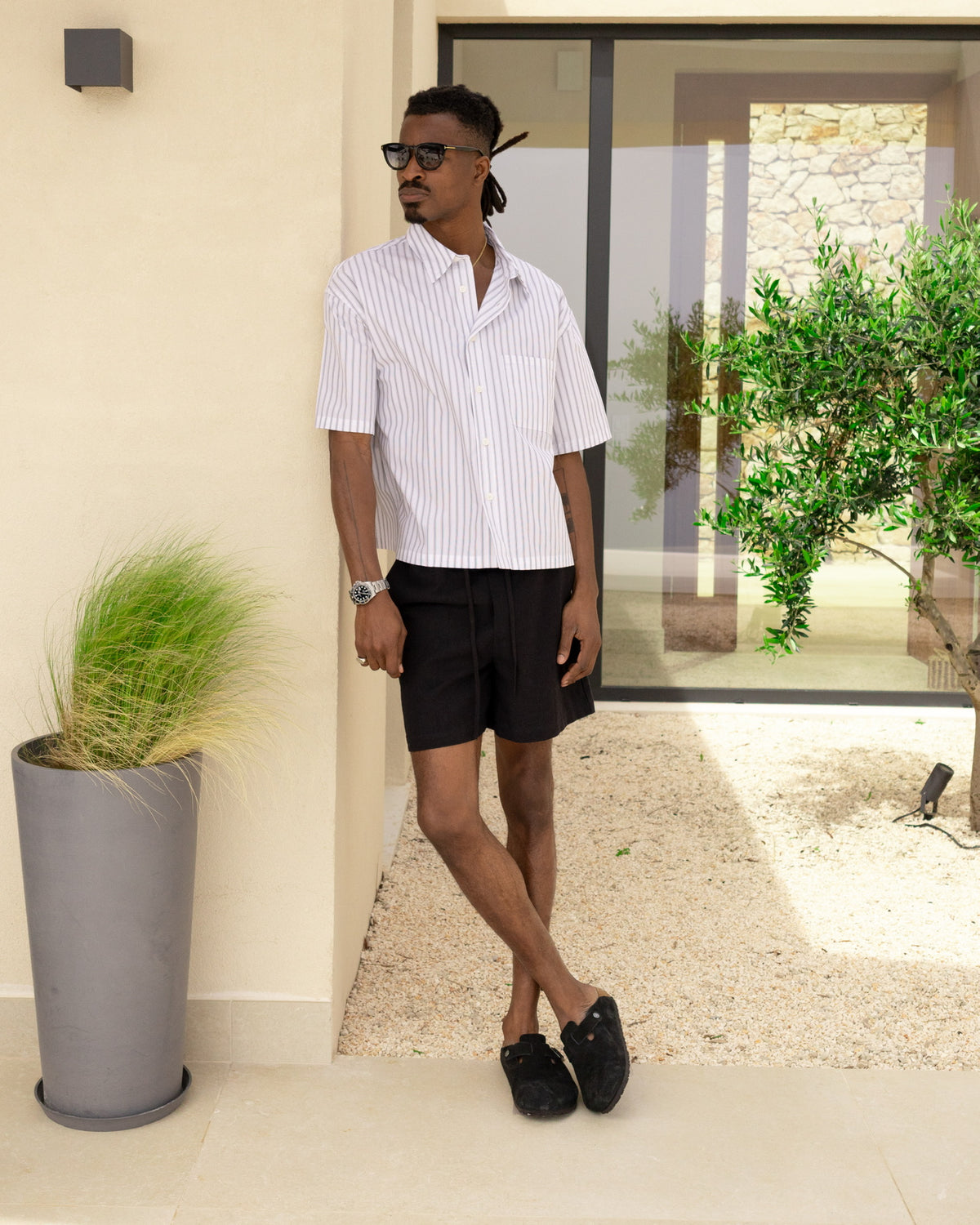 Cropped Shirt - White Pinstripe campaign image 2