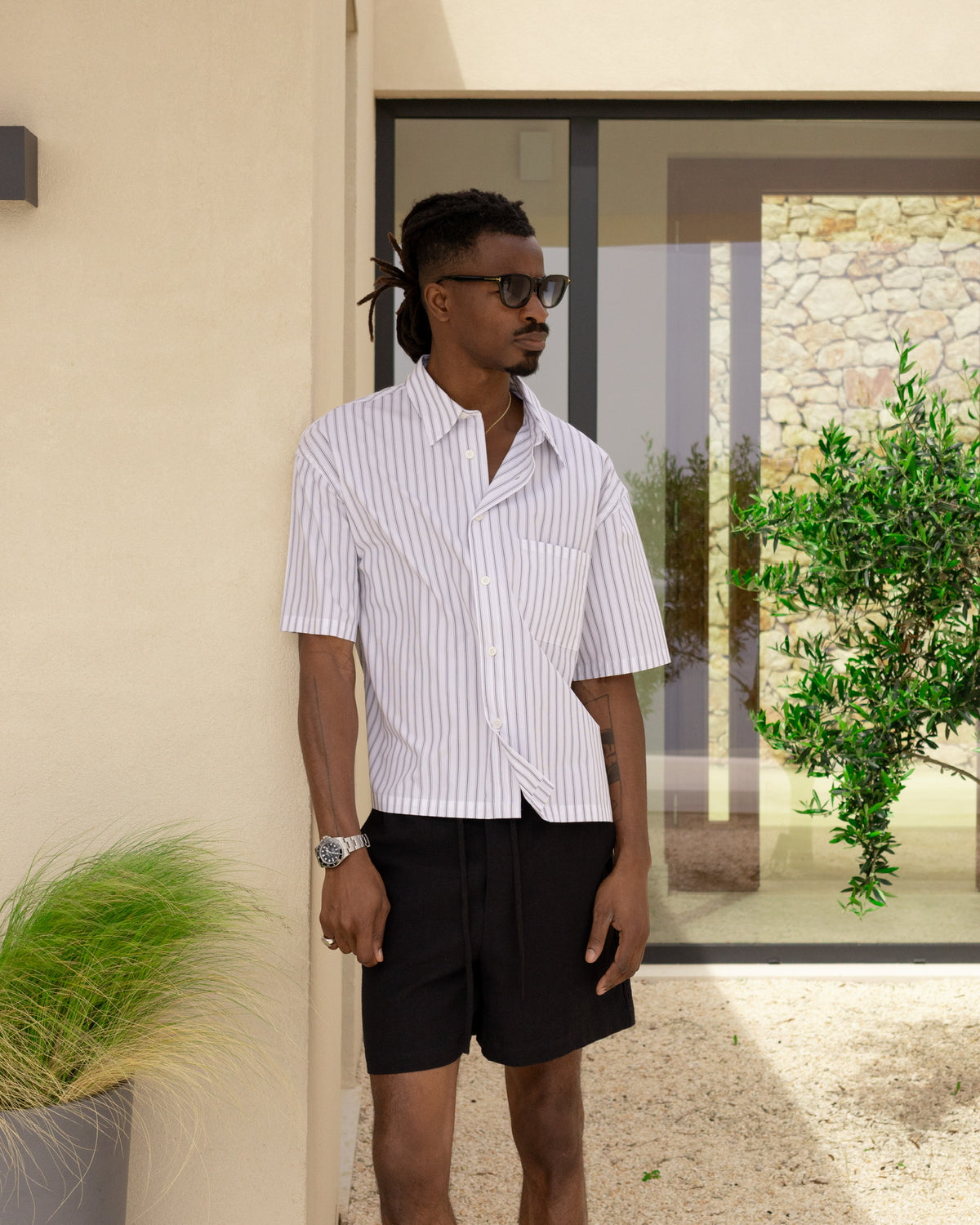 Cropped Shirt - White Pinstripe campaign image 4