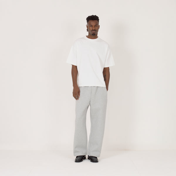 Cropped T-Shirt - White; Sculpt Sweatpant - Slate Marl — Full front