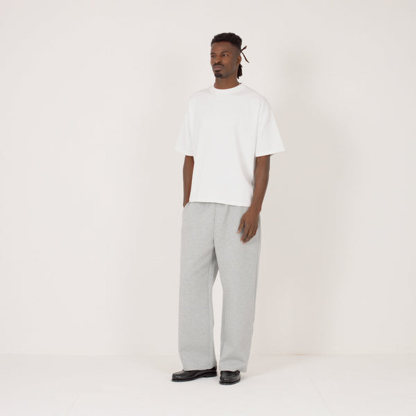 Cropped T-Shirt - White; Sculpt Sweatpant - Slate Marl — Full 45°