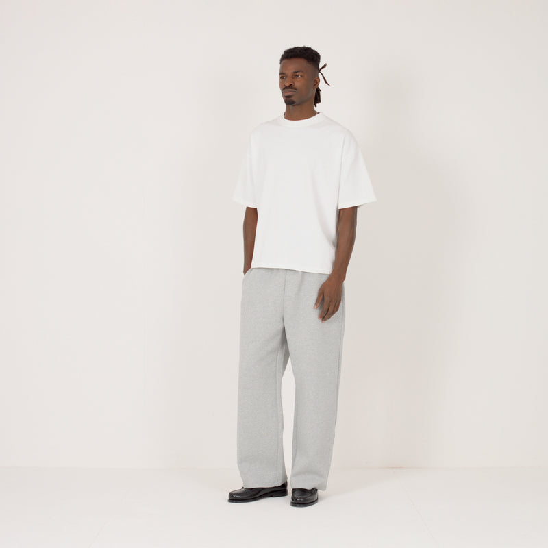 Cropped T-Shirt - White; Sculpt Sweatpant - Slate Marl — Full 45°