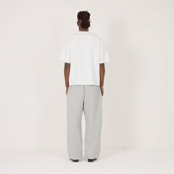 Cropped T-Shirt - White; Sculpt Sweatpant - Slate Marl — Full back
