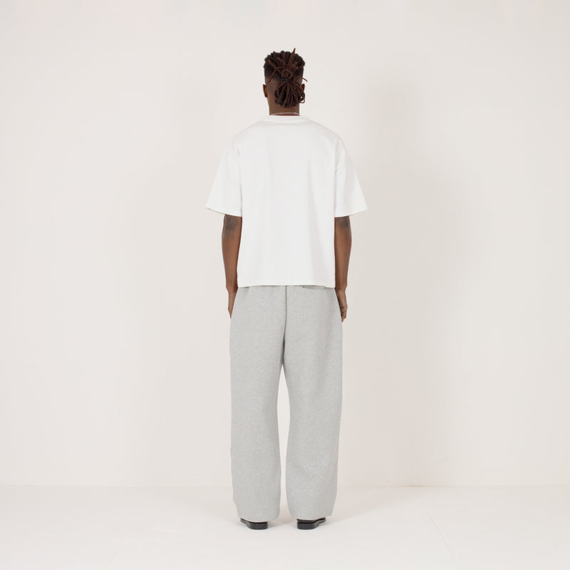 Cropped T-Shirt - White; Sculpt Sweatpant - Slate Marl — Full back