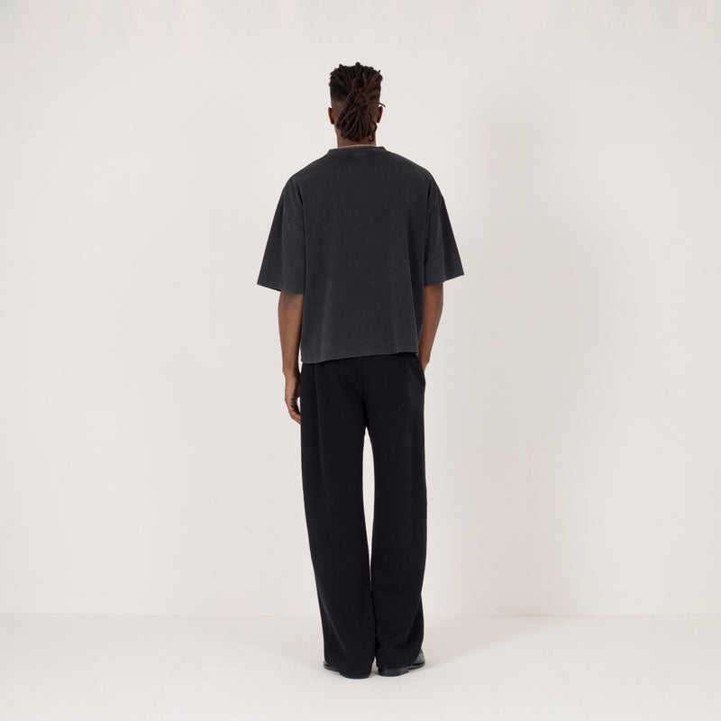 Cropped T-Shirt - Vintage Black; Relaxed Sweatpant - Black — Full back