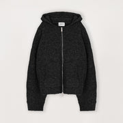 Bouclé Zip Hoodie - Black