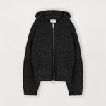 Bouclé Zip Hoodie - Black