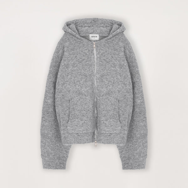 Bouclé Zip Hoodie - Soft Grey - Destructive