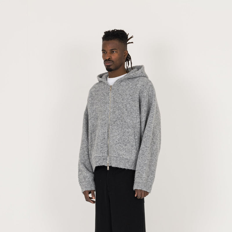 Bouclé Zip Hoodie - Soft Grey - Destructive