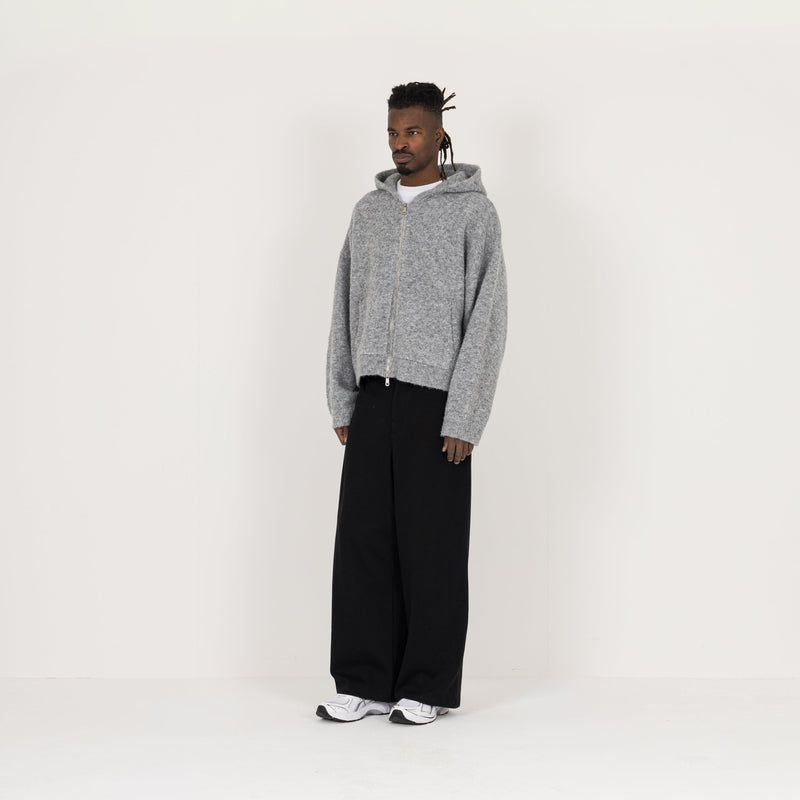 Bouclé Zip Hoodie - Soft Grey - Destructive