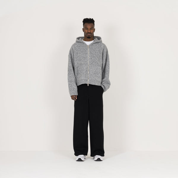 Bouclé Zip Hoodie - Soft Grey - Destructive