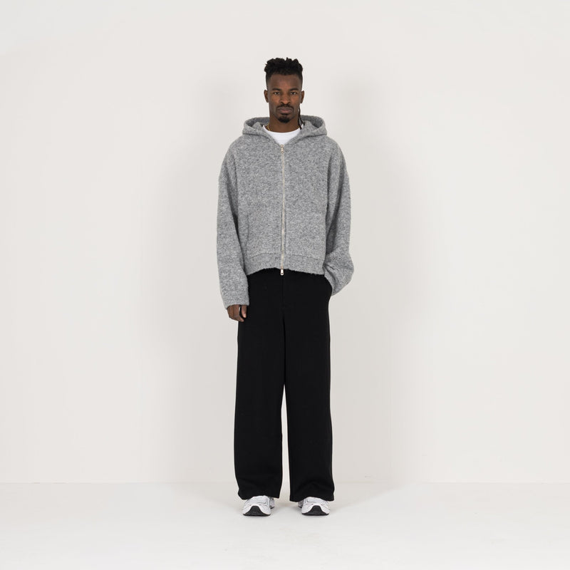 Bouclé Zip Hoodie - Soft Grey - Destructive