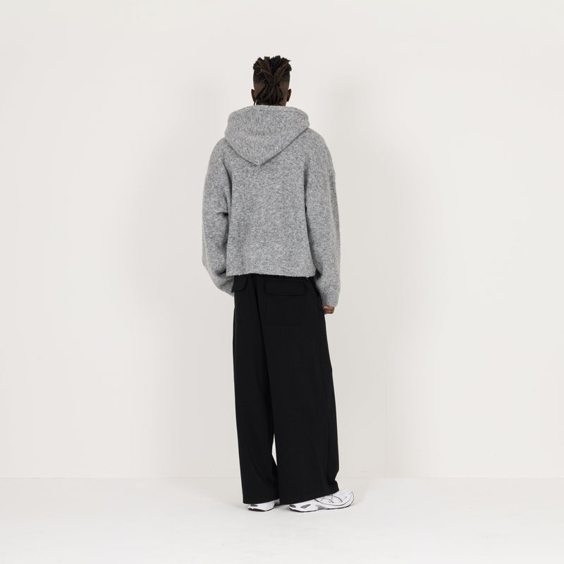 Bouclé Zip Hoodie - Soft Grey - Destructive