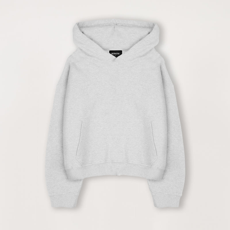 Cropped Hoodie - Light Marl Grey