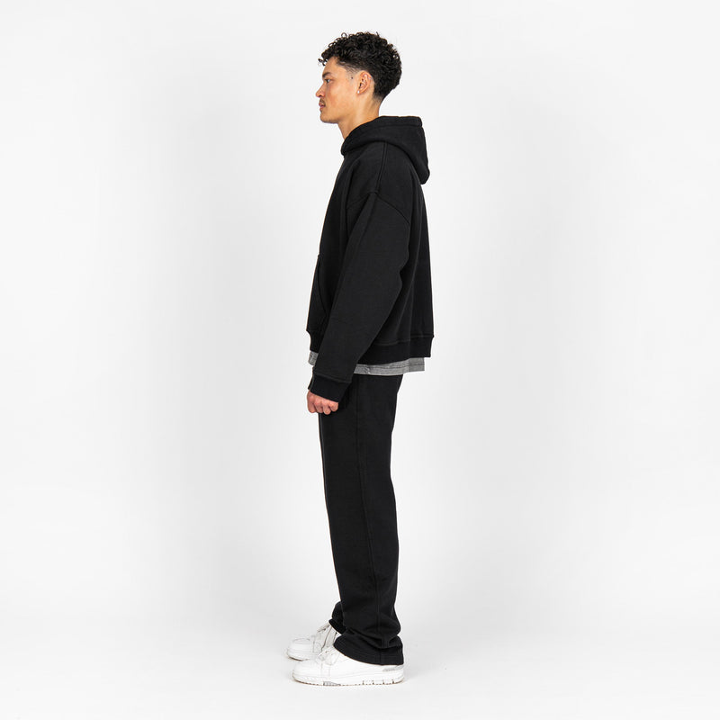 Cropped Hoodie - Black - Destructive