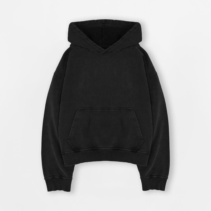 Cropped Hoodie - Black - Destructive