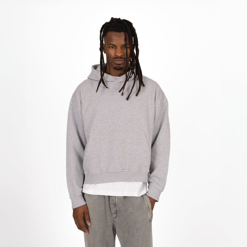 Cropped Hoodie - Light Marl Grey - Destructive