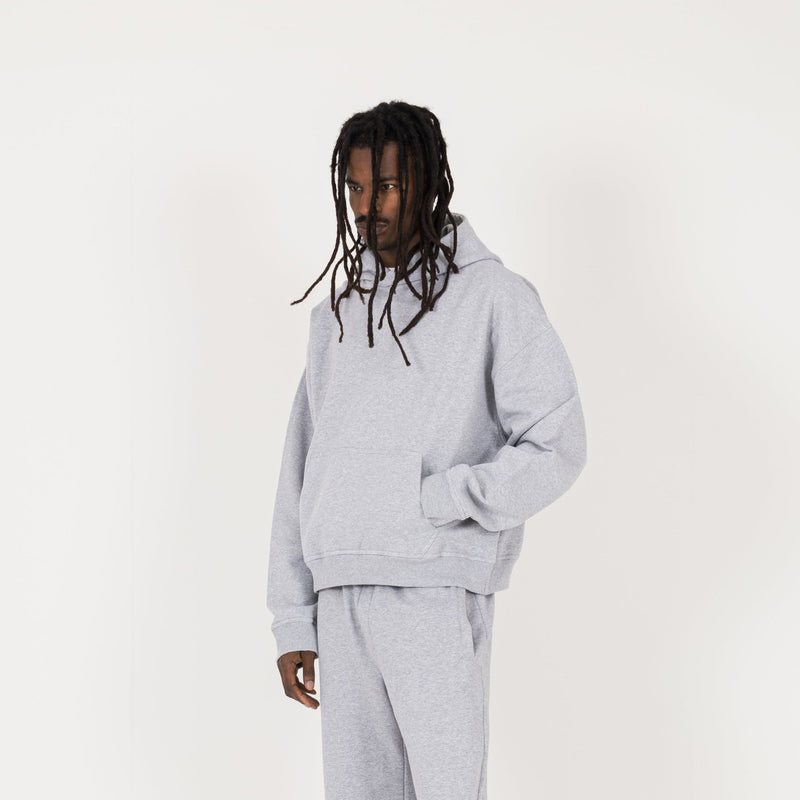 Cropped Hoodie - Light Marl Grey - Destructive