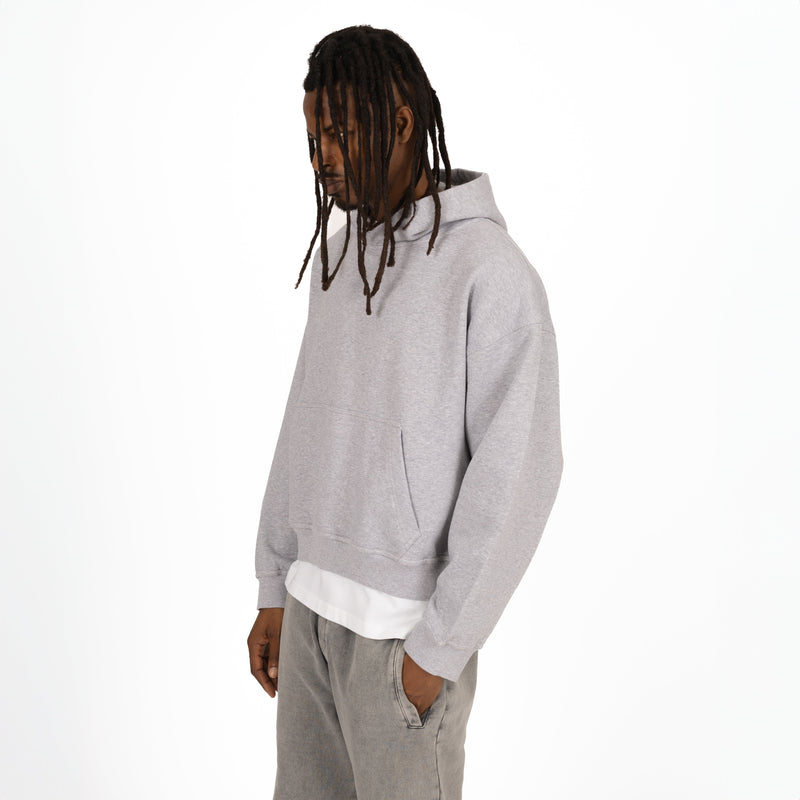 Cropped Hoodie - Light Marl Grey - Destructive