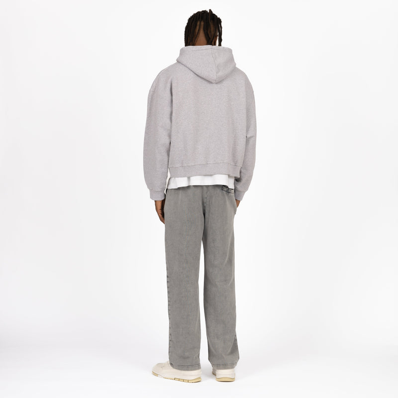 Cropped Hoodie - Light Marl Grey - Destructive