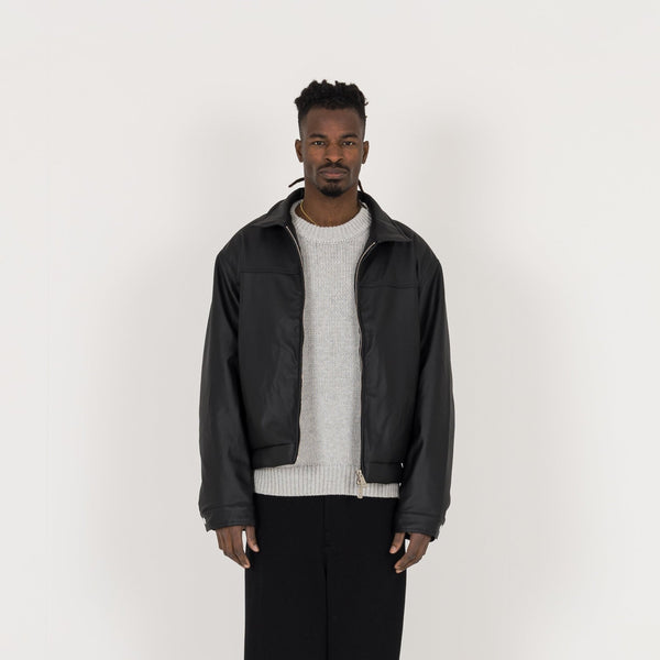 Cropped Leather Jacket - Black - Destructive