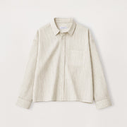 Cropped Long Sleeve Shirt - Bone Pinstripe