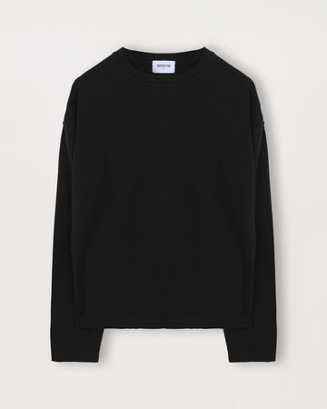 Cropped Long Sleeve T-Shirt - Black - Destructive