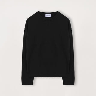 Cropped Long Sleeve T-Shirt - Black - Destructive