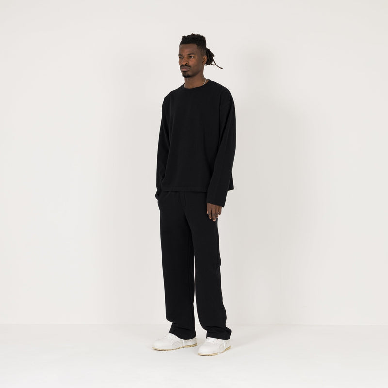 Cropped Long Sleeve T-Shirt - Black - Destructive