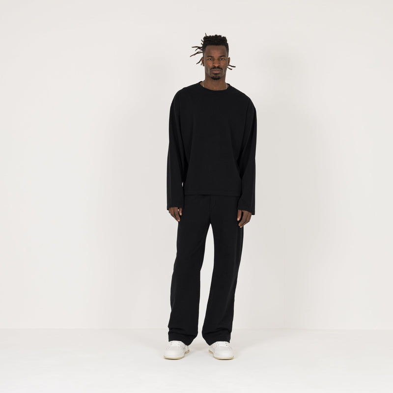 Cropped Long Sleeve T-Shirt - Black - Destructive
