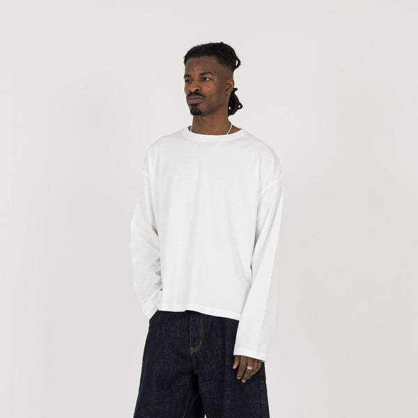 Cropped Long Sleeve T-Shirt - Bone White - Destructive