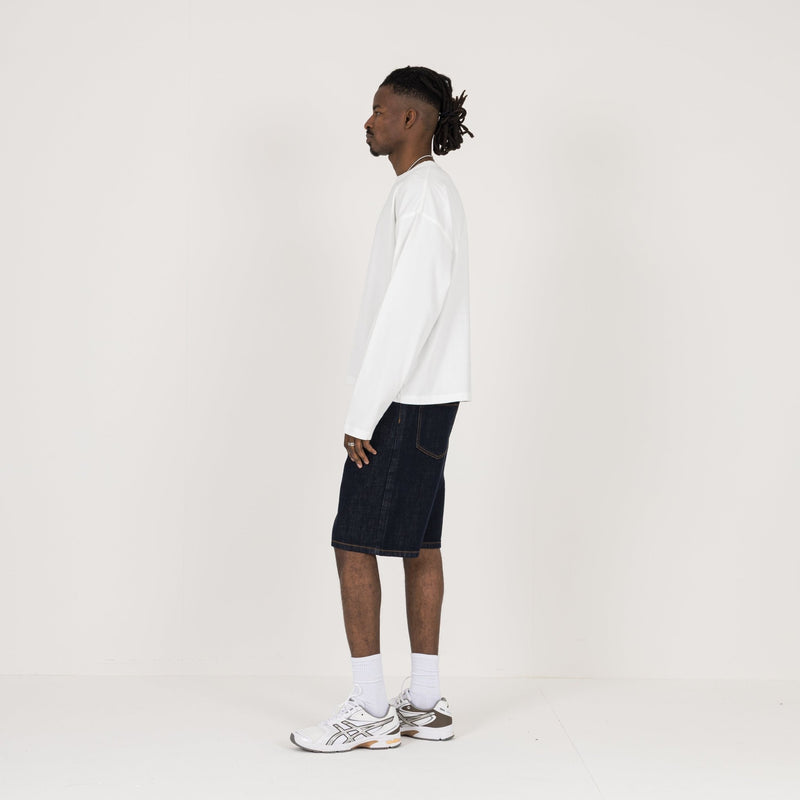 Cropped Long Sleeve T-Shirt - Bone White - Destructive