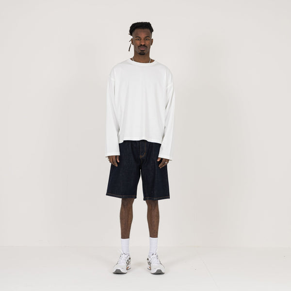 Cropped Long Sleeve T-Shirt - Bone White - Destructive