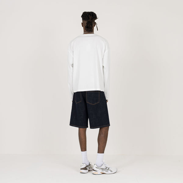 Cropped Long Sleeve T-Shirt - Bone White - Destructive