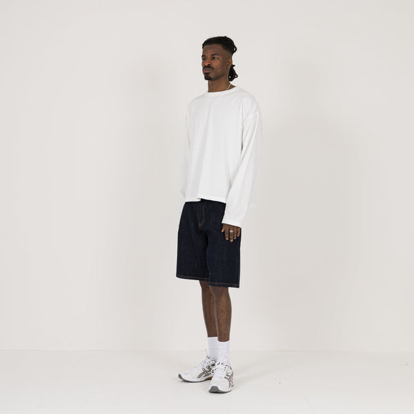 Cropped Long Sleeve T-Shirt - Bone White - Destructive