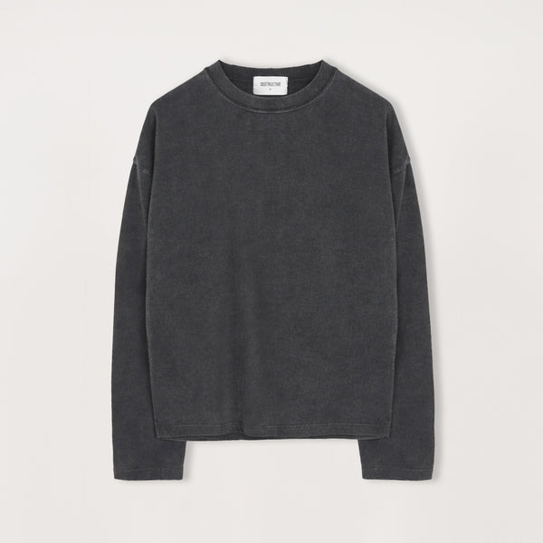 Cropped Long Sleeve T-Shirt - Vintage Black - Destructive
