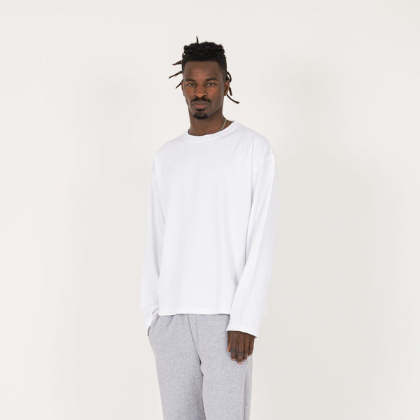 Cropped Long Sleeve T-Shirt - White - Destructive