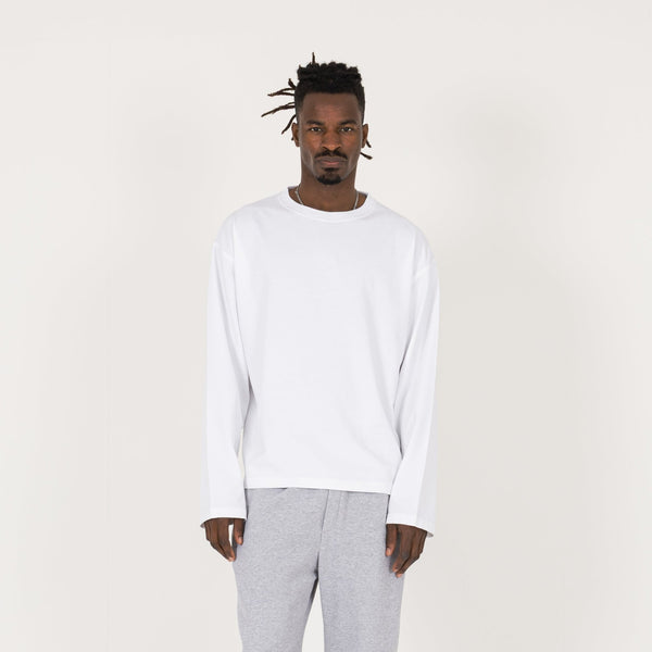 Cropped Long Sleeve T-Shirt - White - Destructive