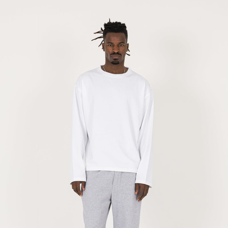 Cropped Long Sleeve T-Shirt - White - Destructive