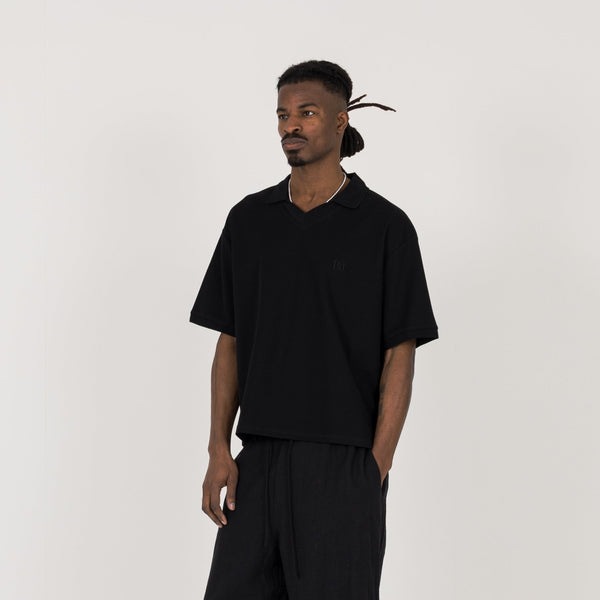 Cropped Polo - Black - Destructive