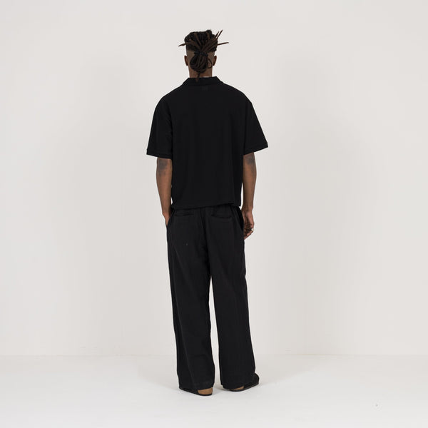 Cropped Polo - Black - Destructive