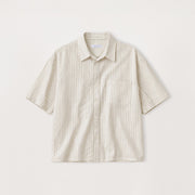 Cropped Shirt - Bone Pinstripe